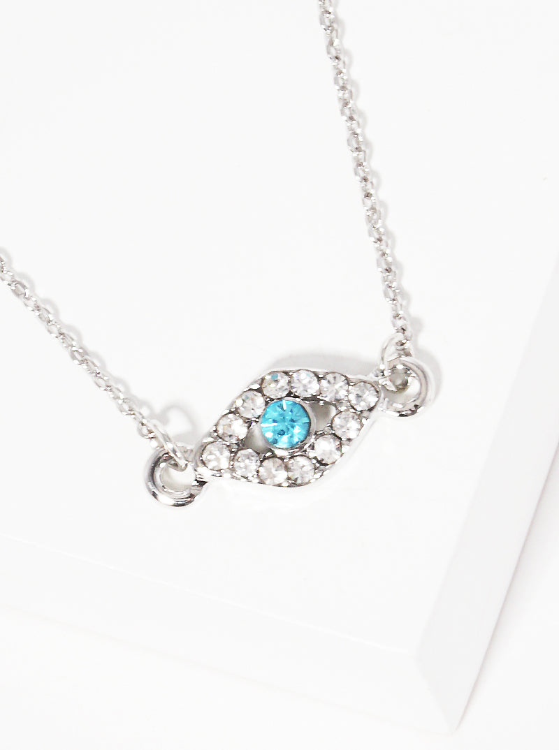 Crystal Stone Evil Eye Pendant Necklace