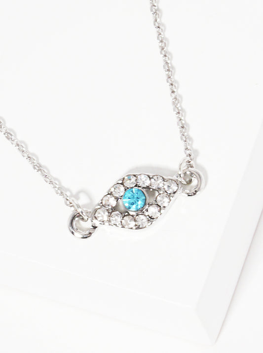 Crystal Stone Evil Eye Pendant Necklace