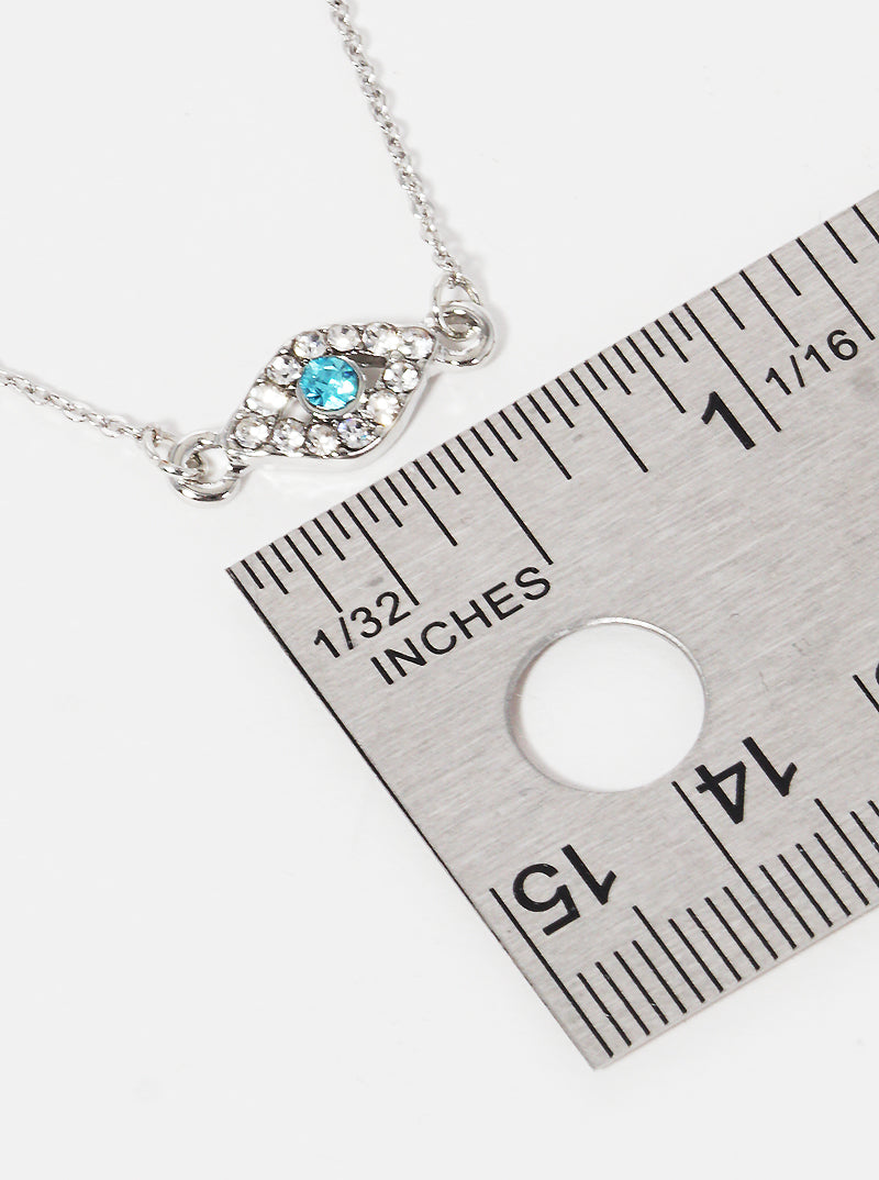 Crystal Stone Evil Eye Pendant Necklace