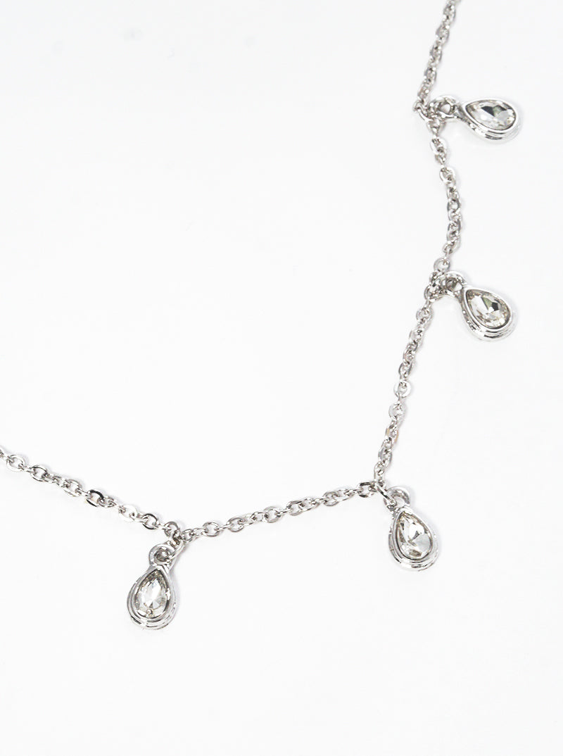 Crystal Teardrop Stone Charms Dainty Necklace