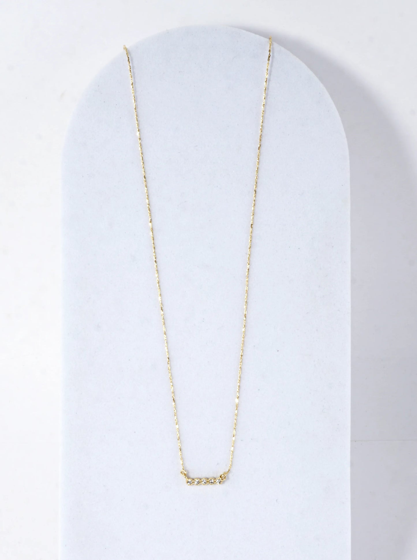 Cubic Zirconia Bar Brass Necklace