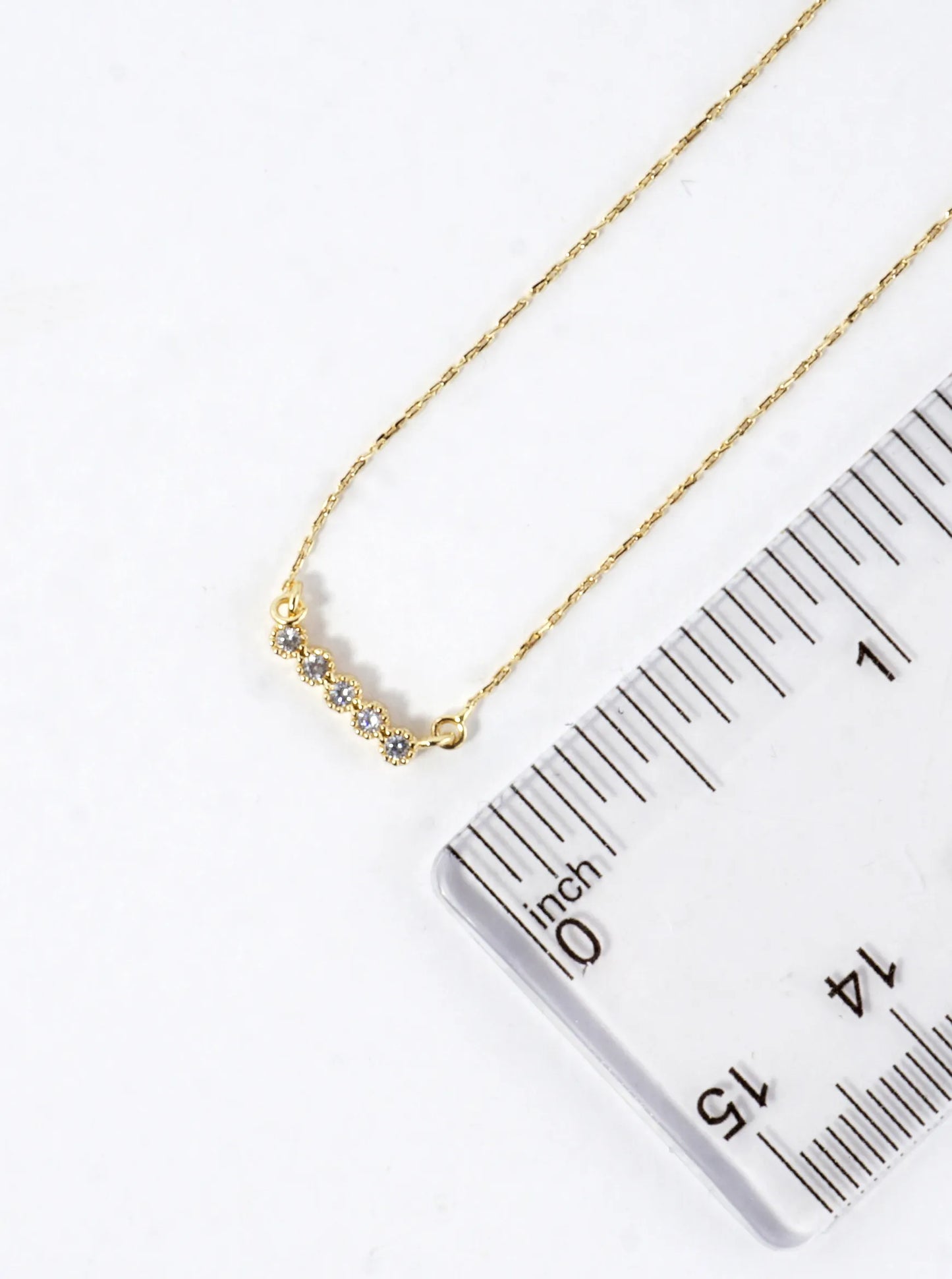 Cubic Zirconia Bar Brass Necklace