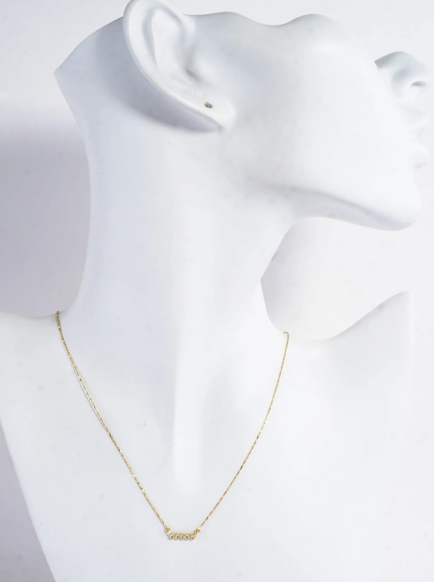 Cubic Zirconia Bar Brass Necklace