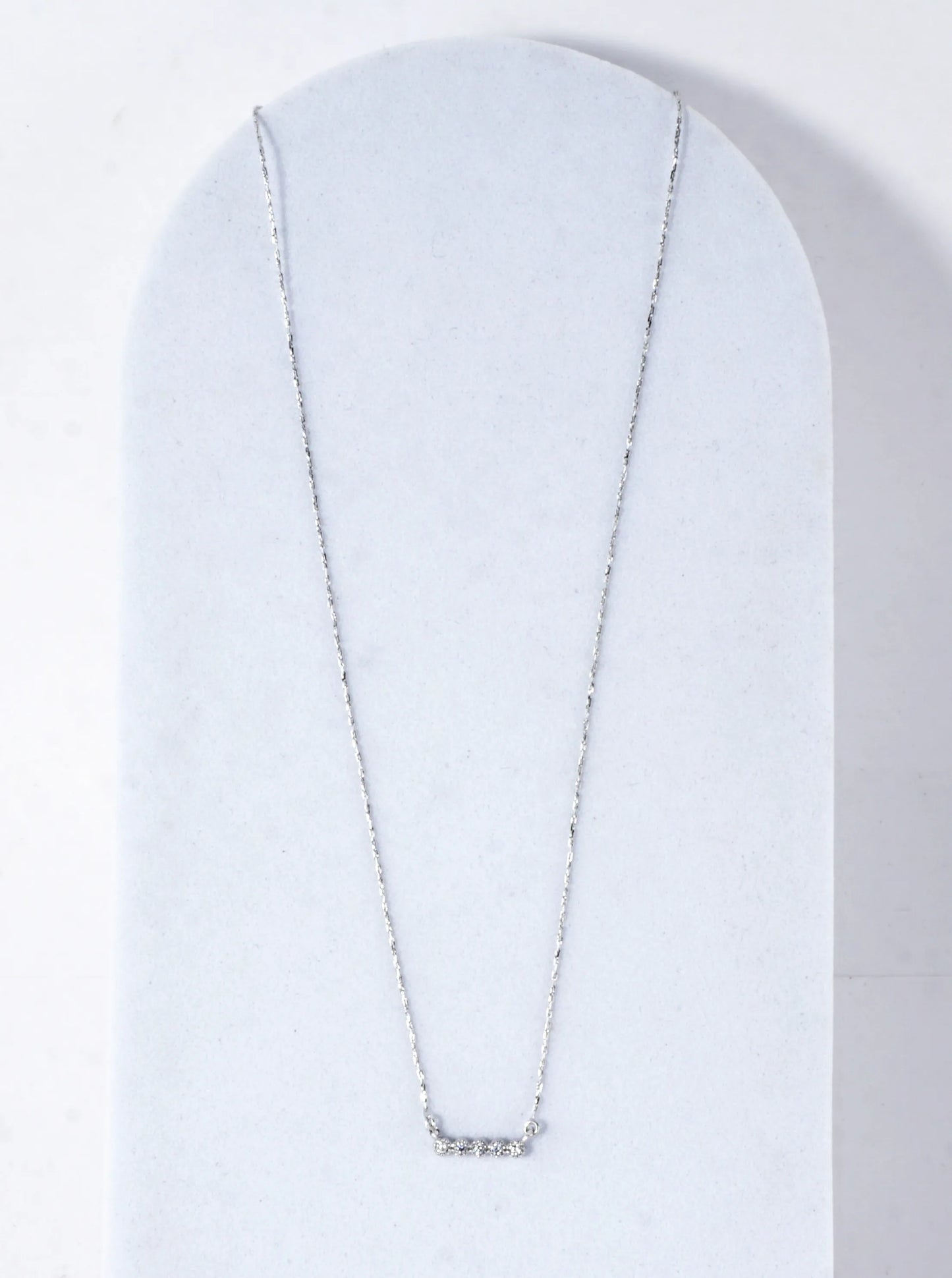 Cubic Zirconia Bar Brass Necklace