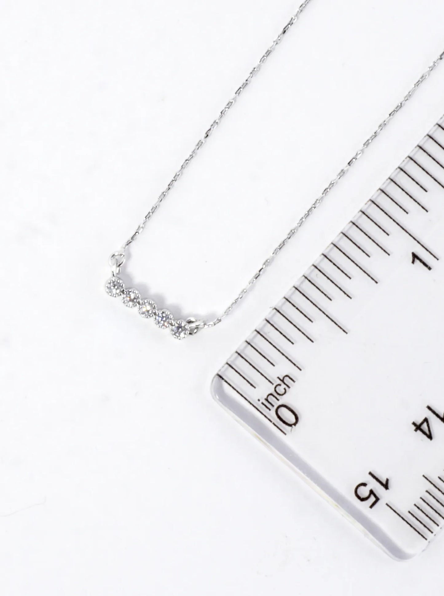 Cubic Zirconia Bar Brass Necklace