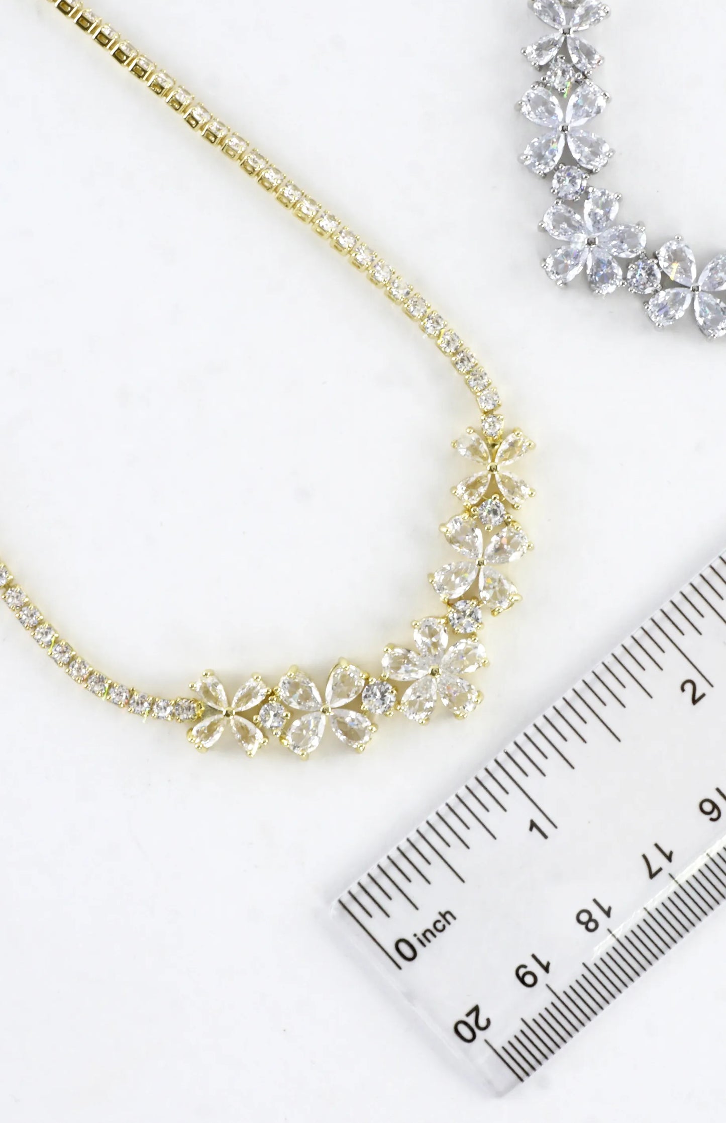 Cubic Zirconia Blossom Cluster Tennis Necklace