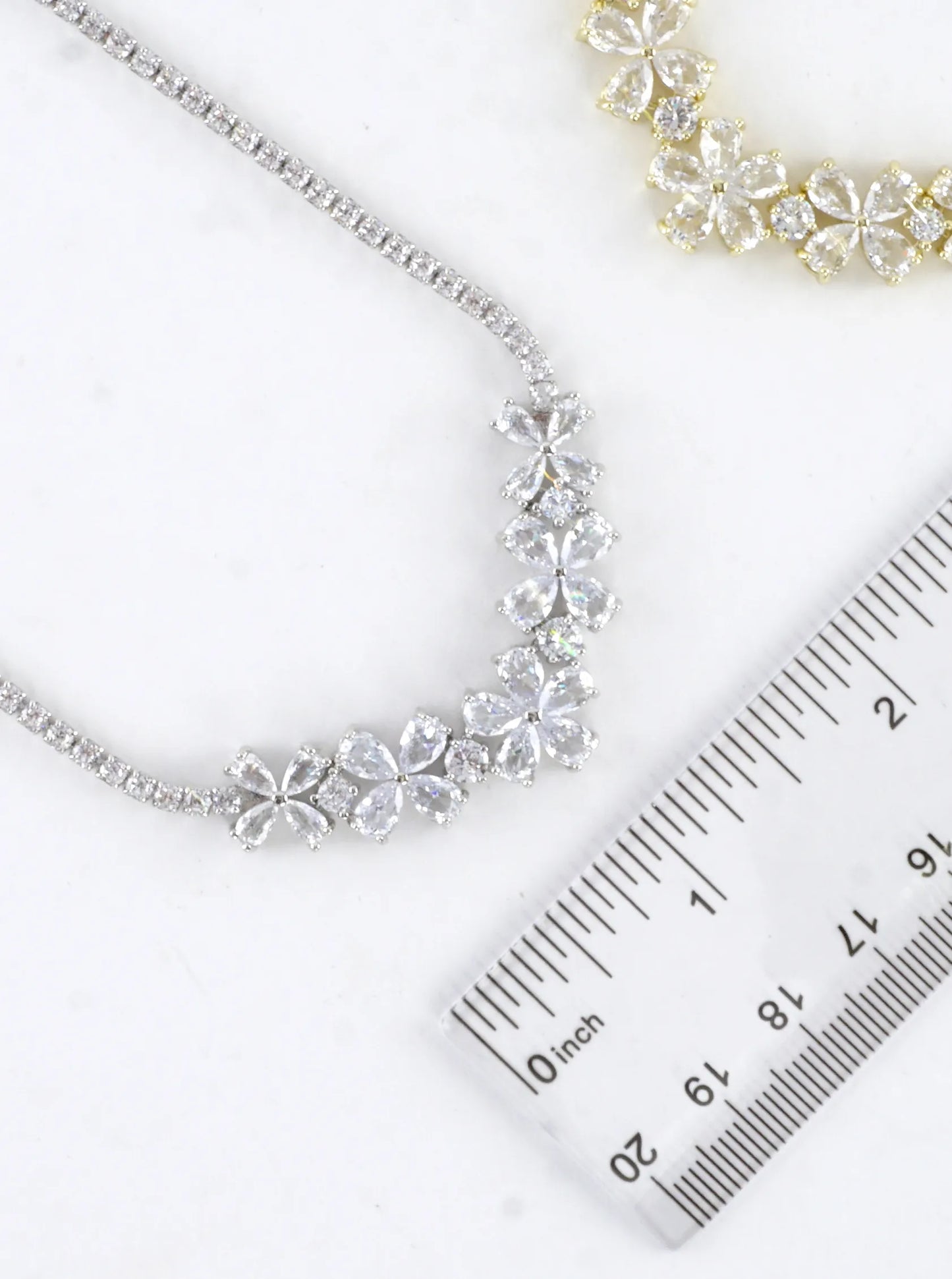 Cubic Zirconia Blossom Cluster Tennis Necklace
