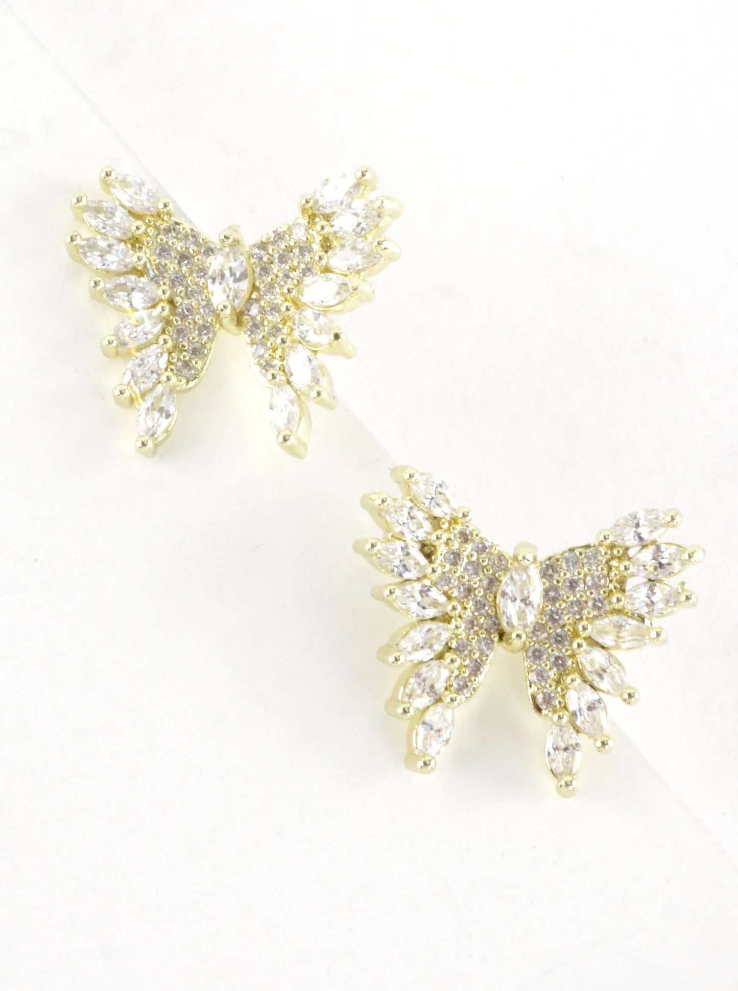 Cubic Zirconia Butterfly Pave Stud Earrings