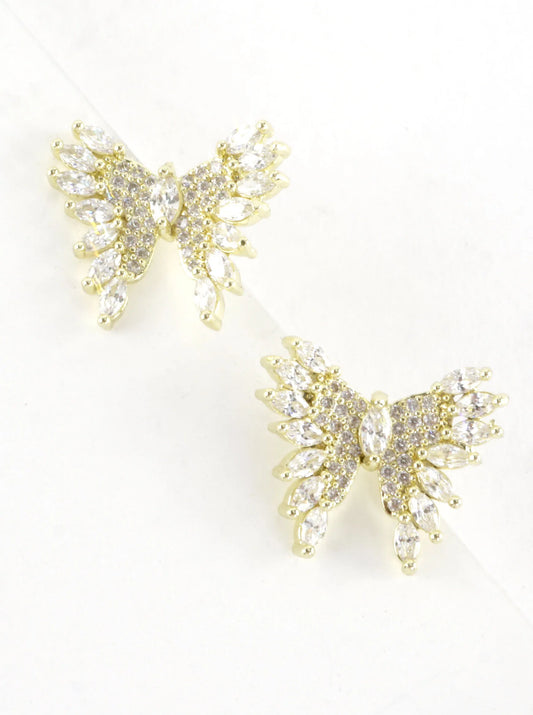 Cubic Zirconia Butterfly Pave Stud Earrings