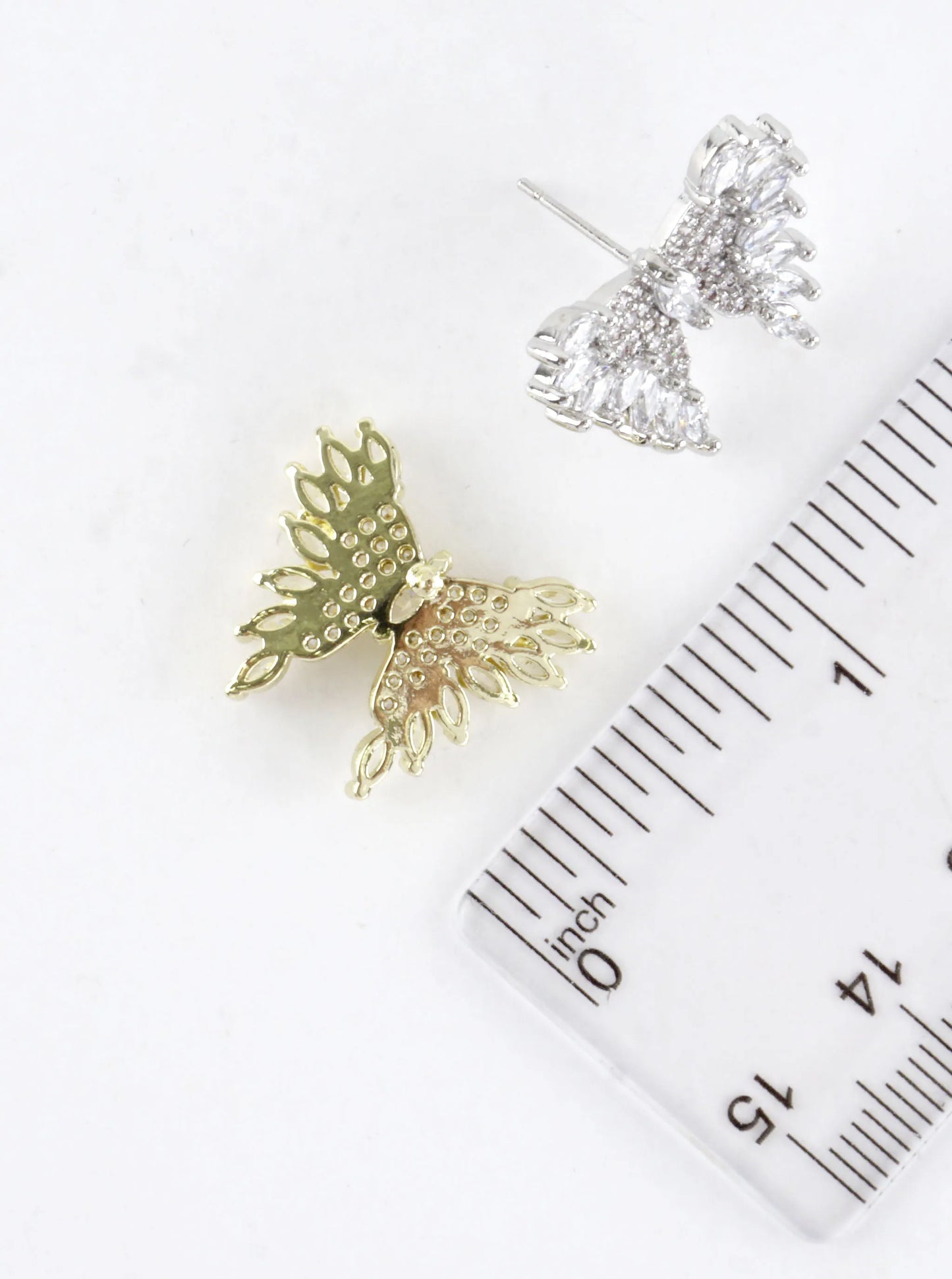 Cubic Zirconia Butterfly Pave Stud Earrings
