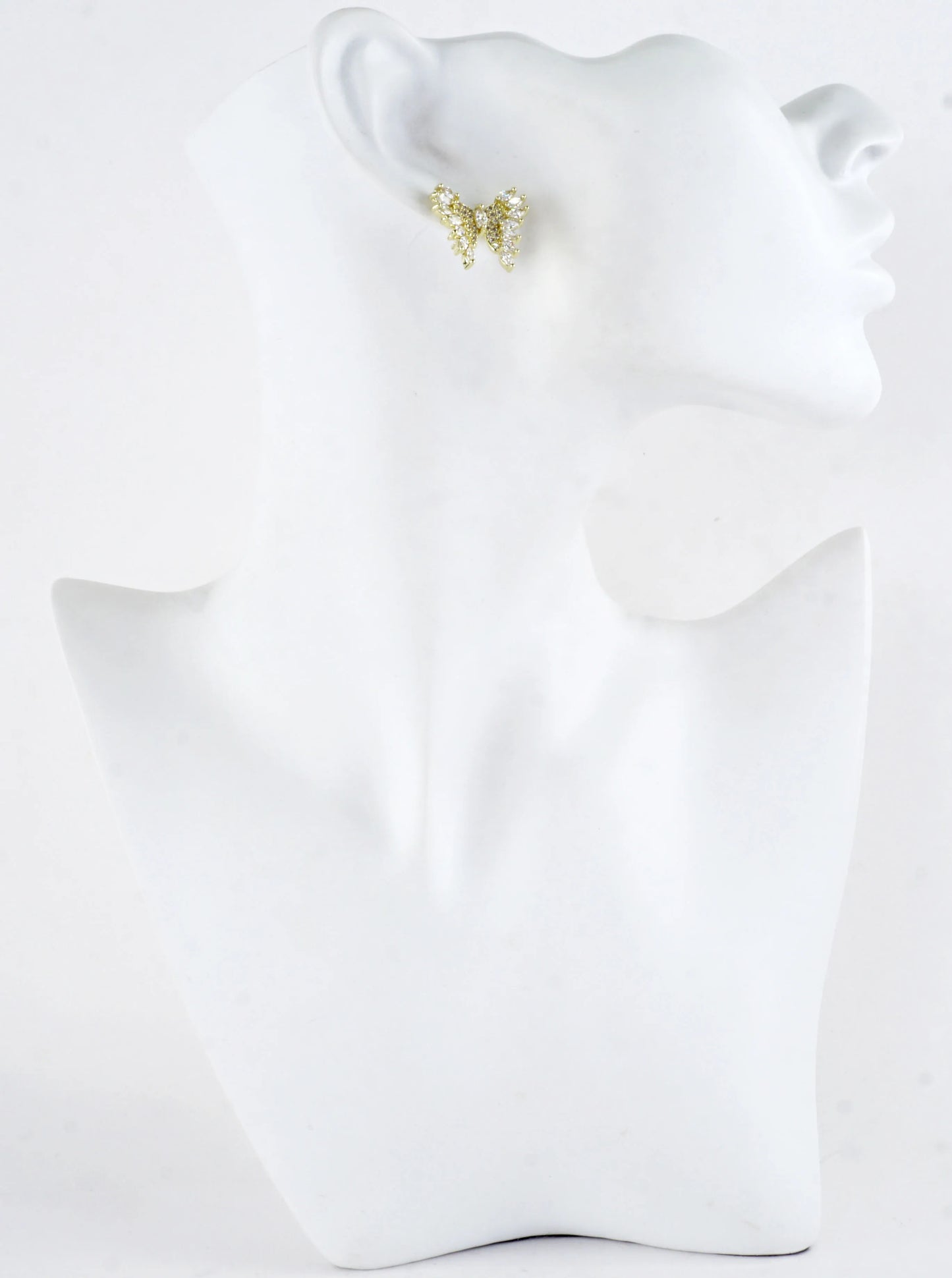 Cubic Zirconia Butterfly Pave Stud Earrings
