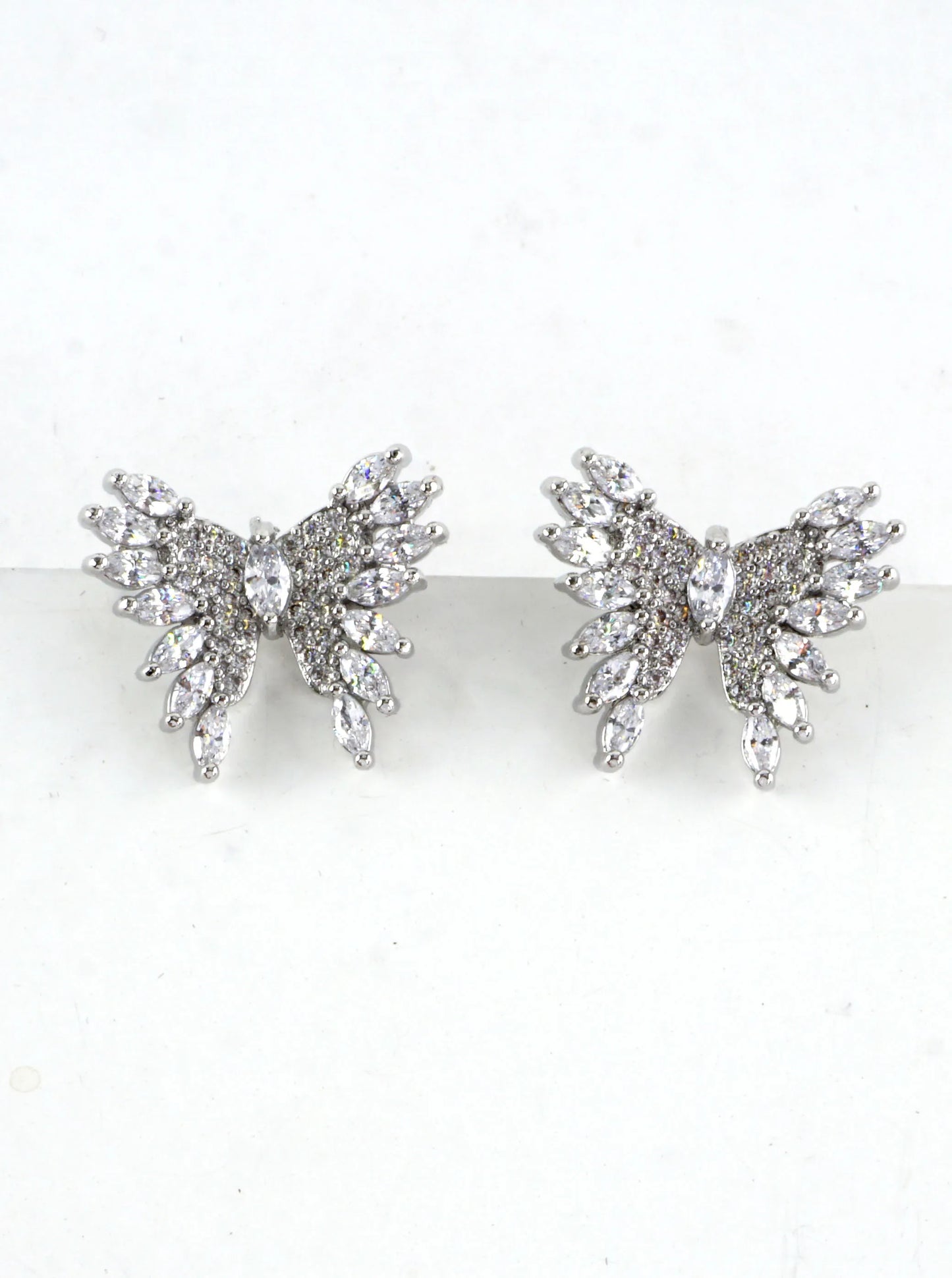 Cubic Zirconia Butterfly Pave Stud Earrings