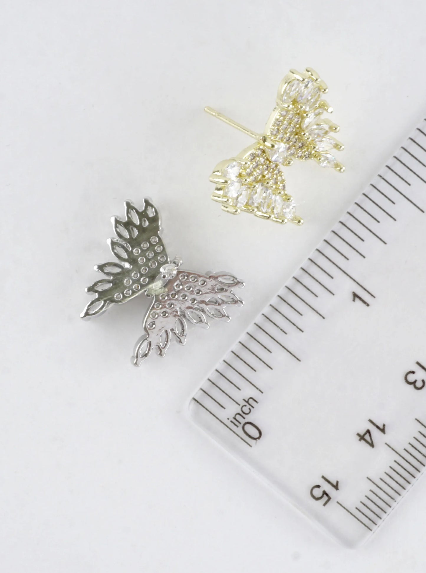 Cubic Zirconia Butterfly Pave Stud Earrings
