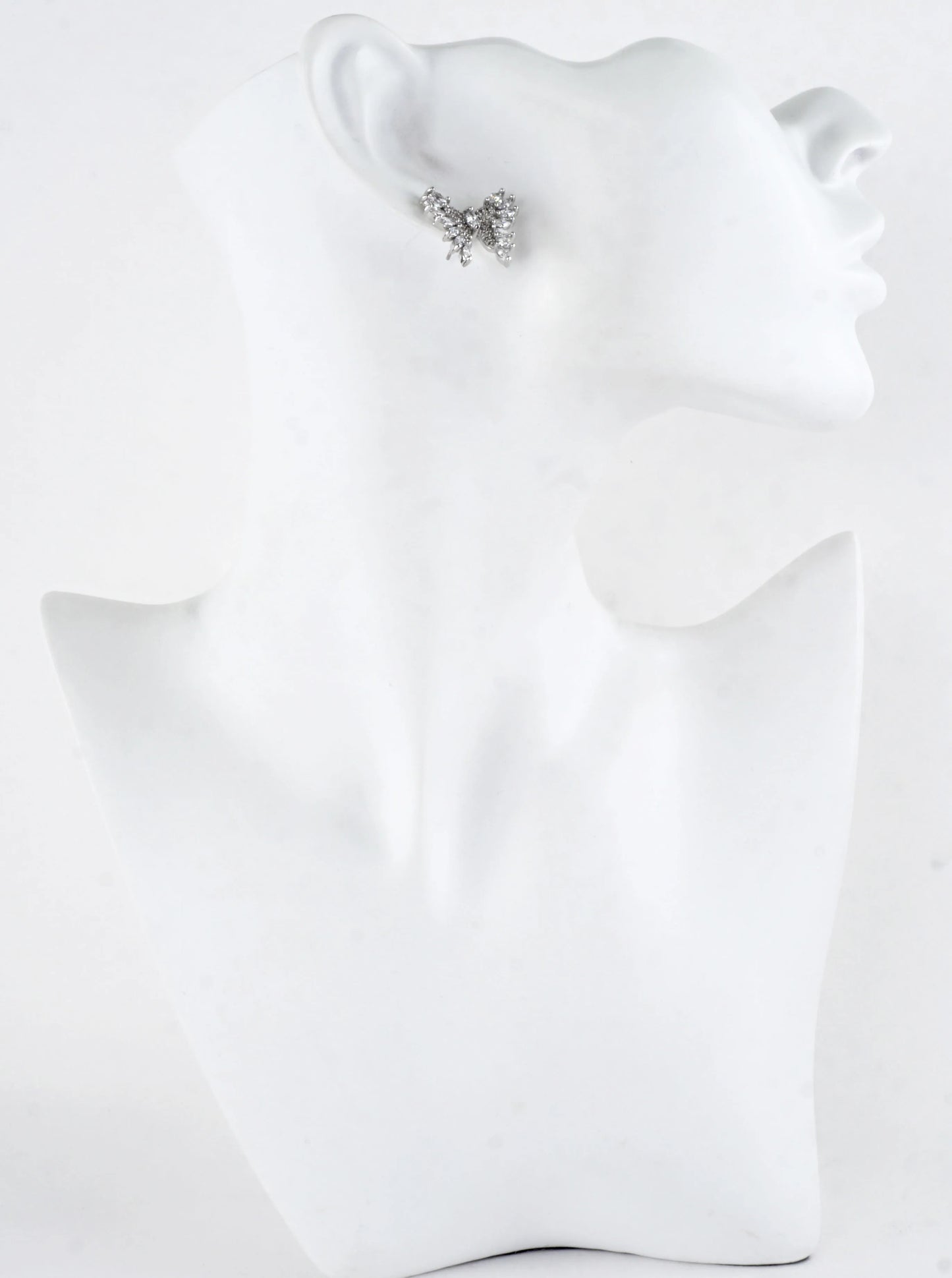 Cubic Zirconia Butterfly Pave Stud Earrings