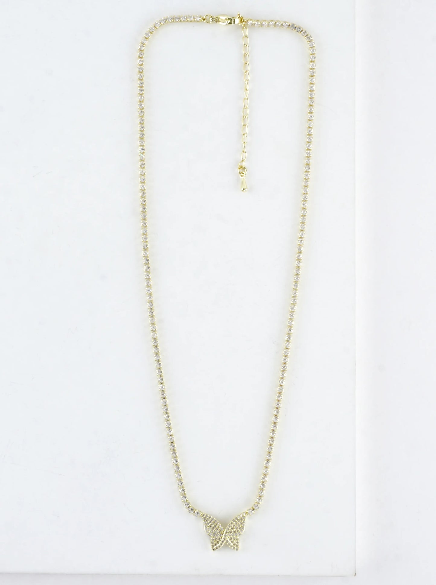 Cubic Zirconia Butterfly Pave Tennis Necklace