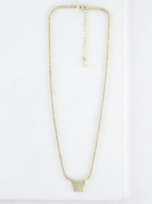Cubic Zirconia Butterfly Pave Tennis Necklace