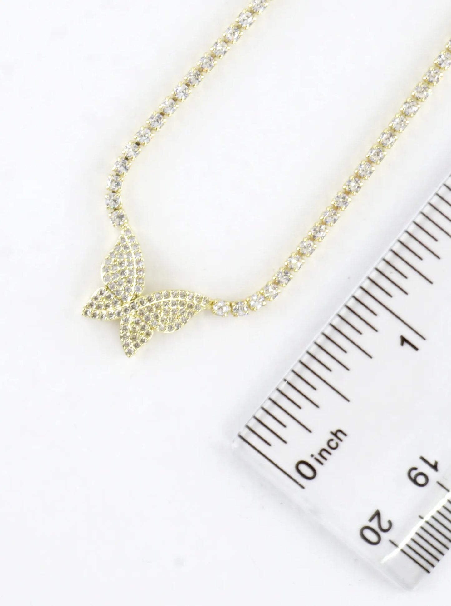 Cubic Zirconia Butterfly Pave Tennis Necklace