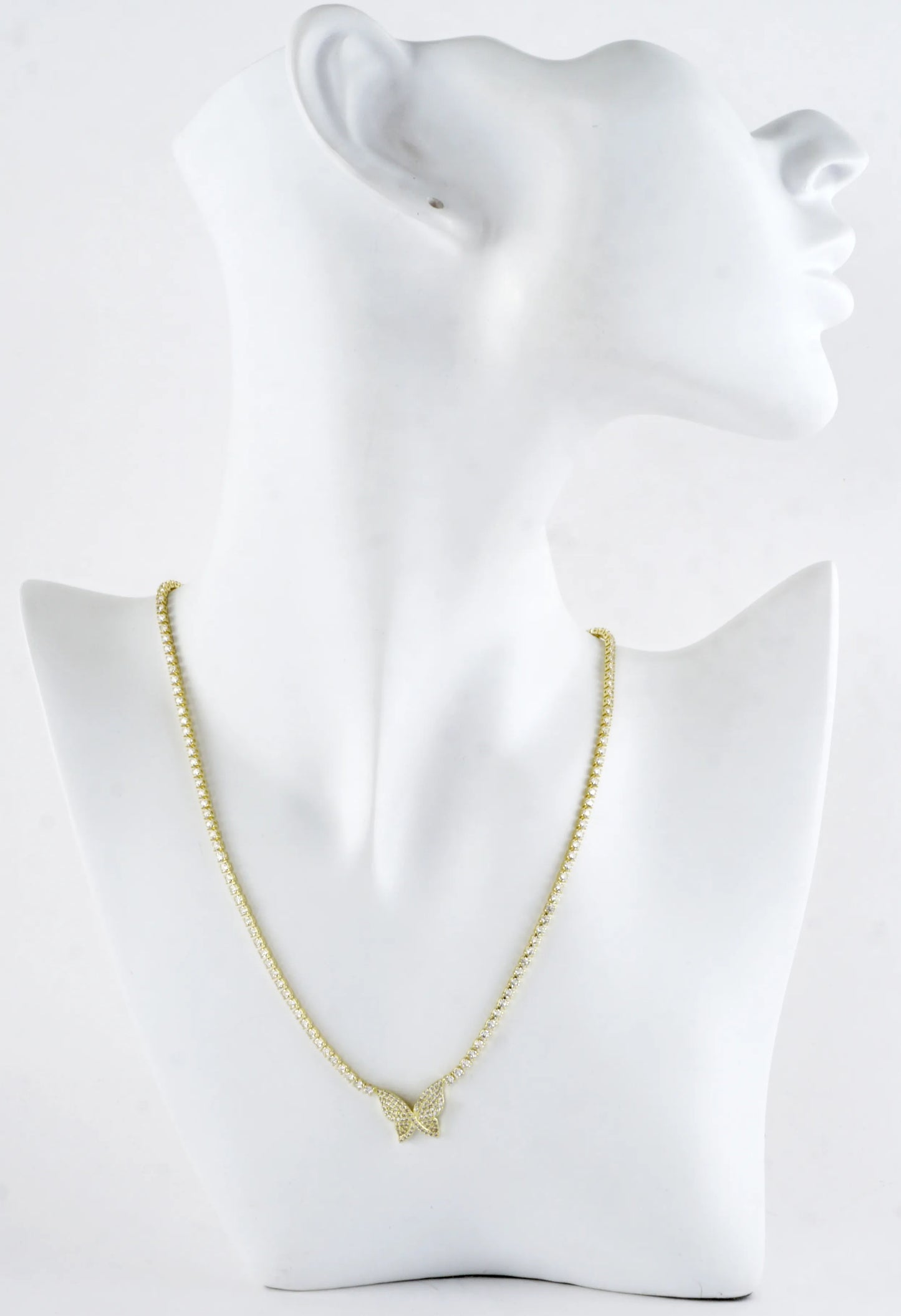 Cubic Zirconia Butterfly Pave Tennis Necklace