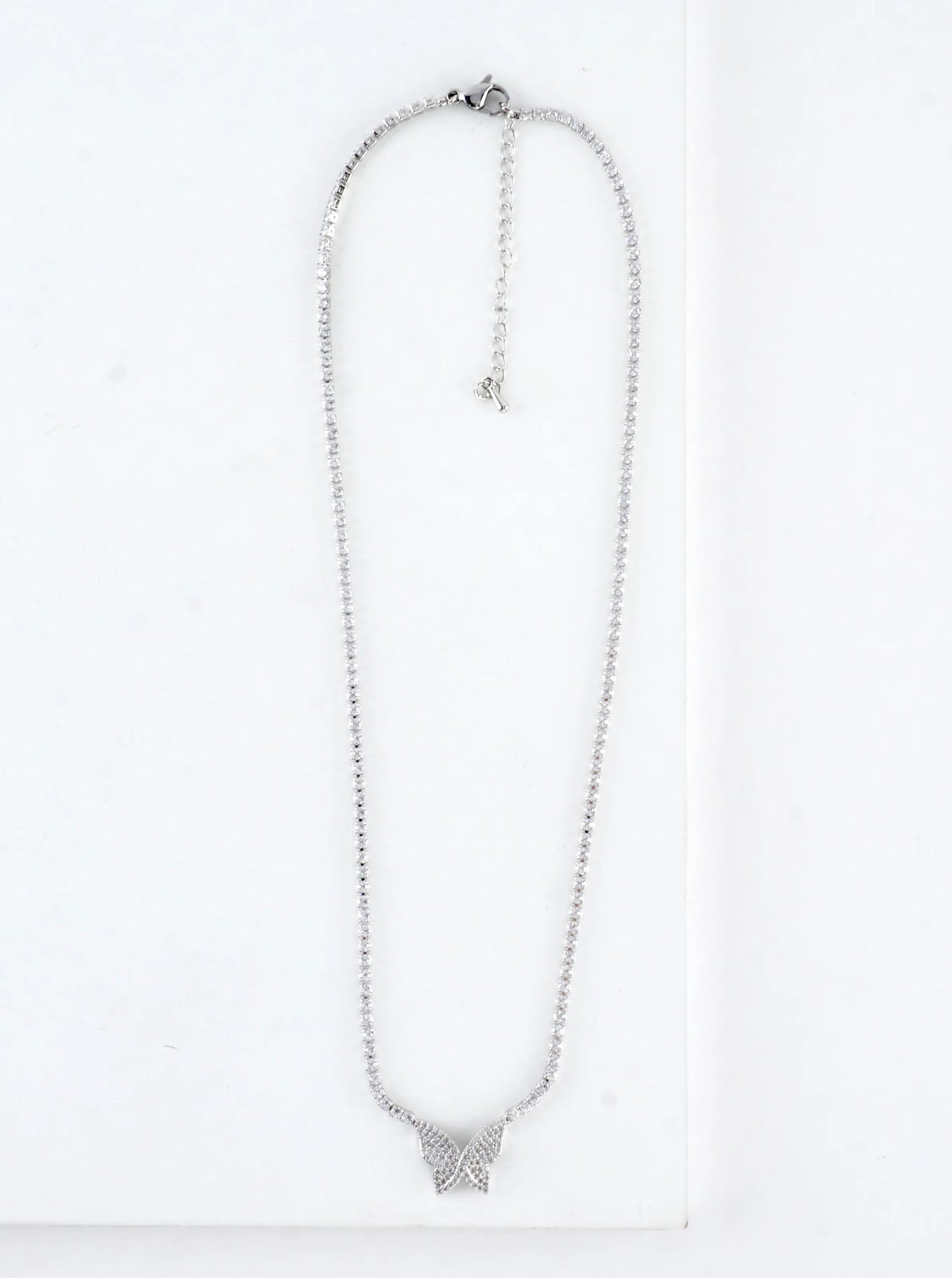 Cubic Zirconia Butterfly Pave Tennis Necklace
