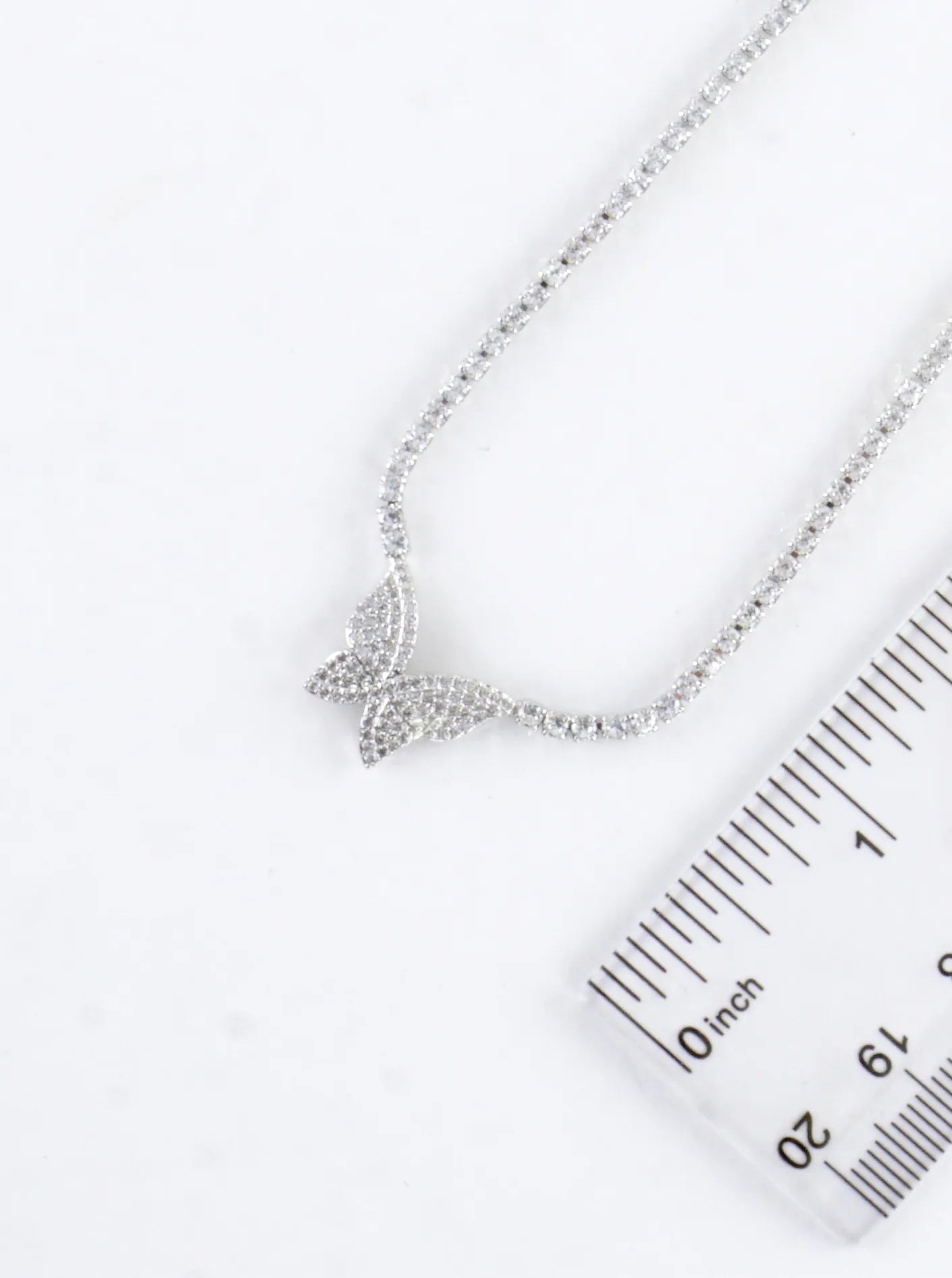 Cubic Zirconia Butterfly Pave Tennis Necklace