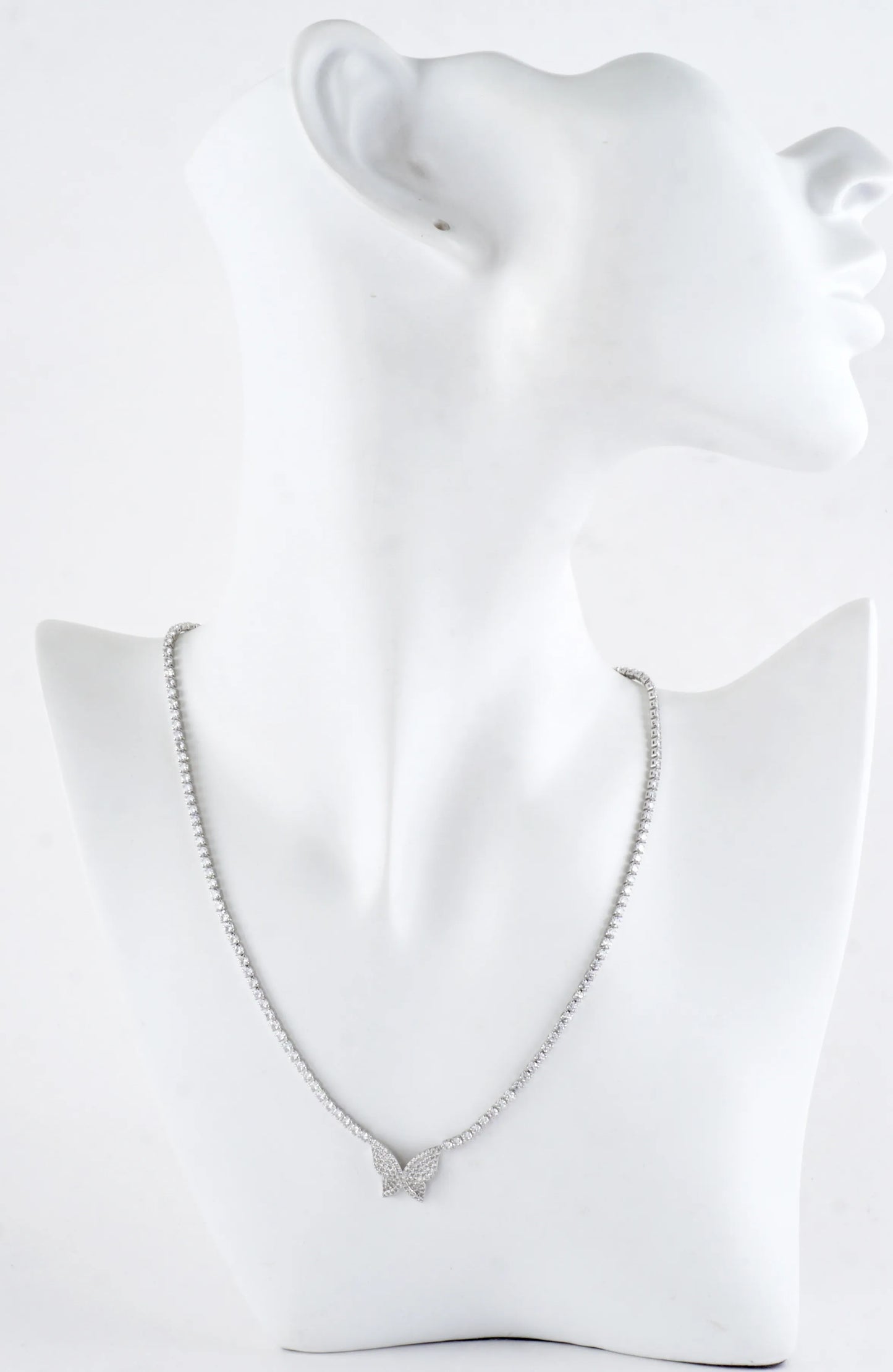 Cubic Zirconia Butterfly Pave Tennis Necklace