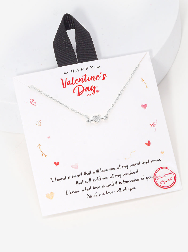 Cubic-Zirconia Heart Arrow Pendant 18K-Gold-Dipped Necklace