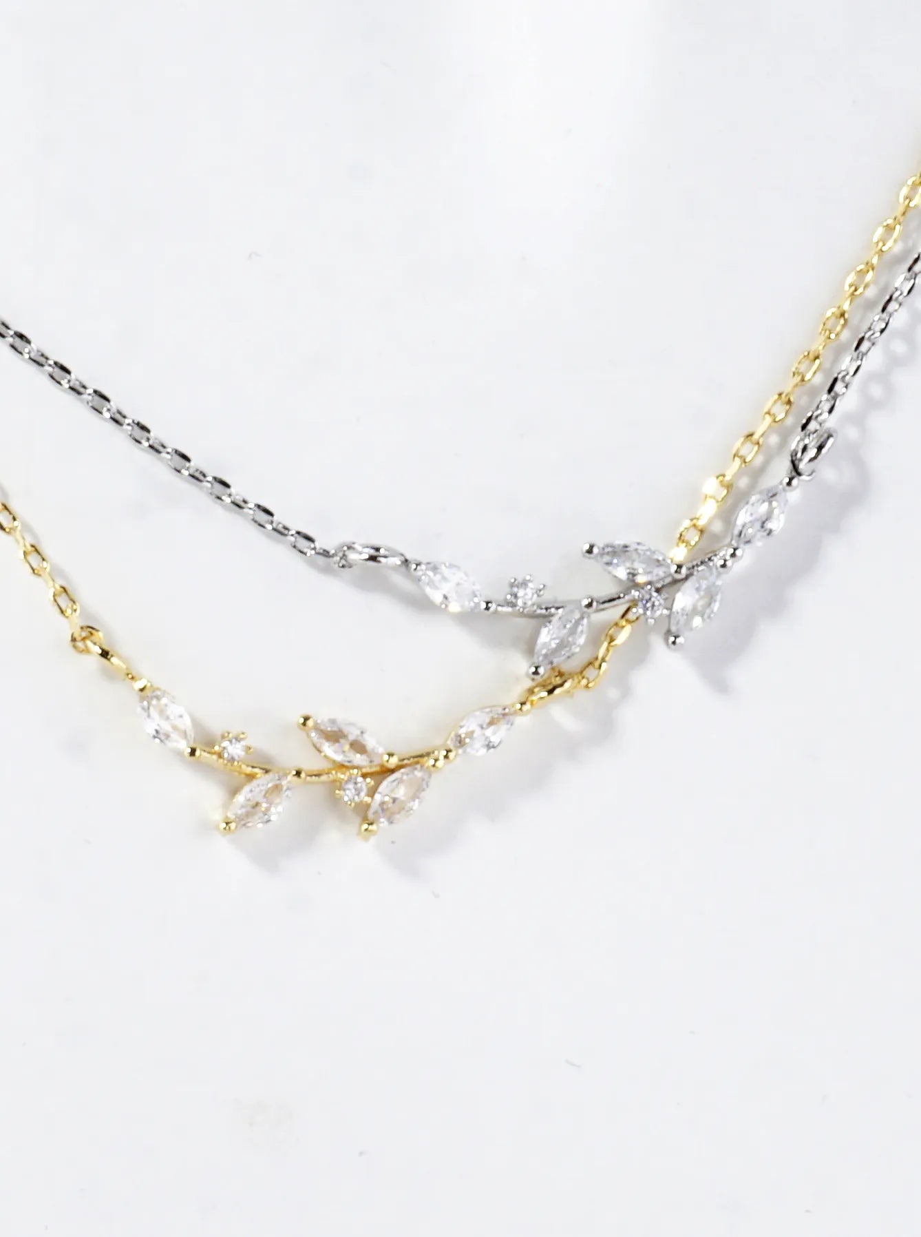 Cubic Zirconia Marquise Vine Branch Necklace