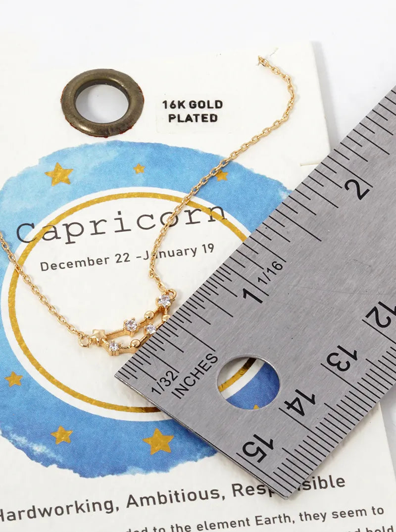 Cubic Zirconia Pave Astrology Zodiac Necklace