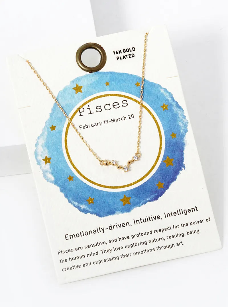 Cubic Zirconia Pave Astrology Zodiac Necklace