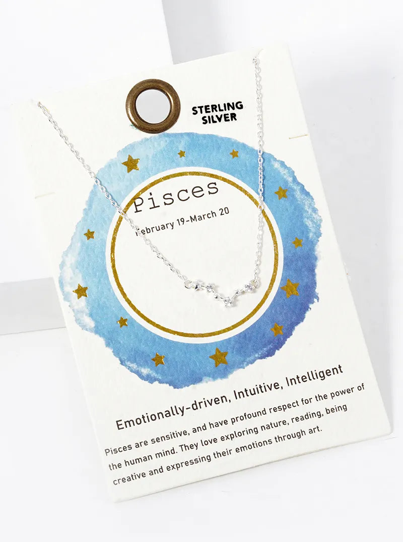 Cubic Zirconia Pave Astrology Zodiac Necklace