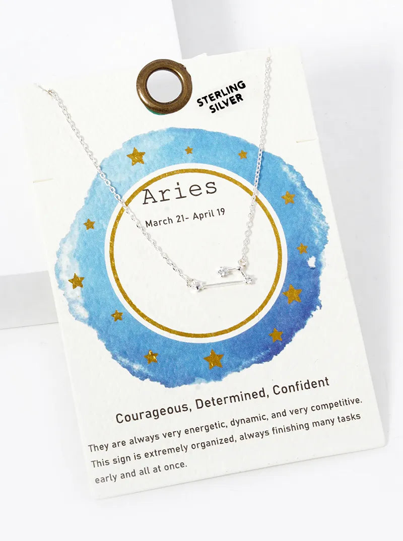 Cubic Zirconia Pave Astrology Zodiac Necklace