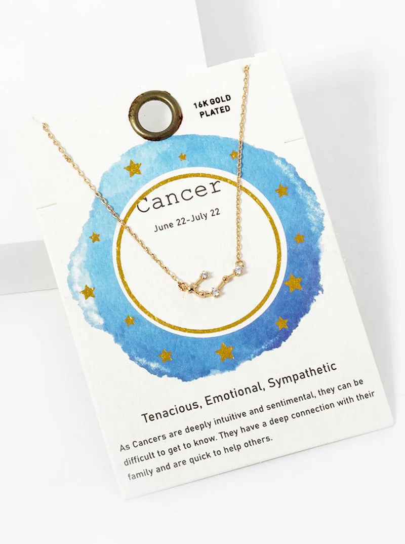 Cubic Zirconia Pave Astrology Zodiac Necklace
