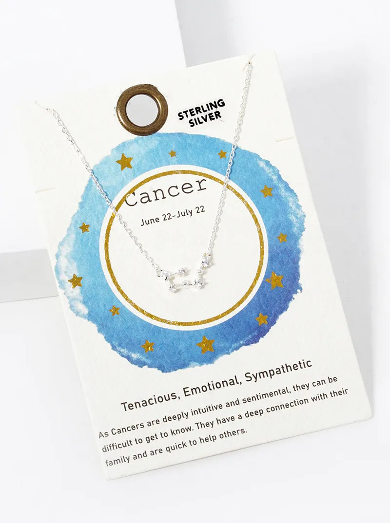 Cubic Zirconia Pave Astrology Zodiac Necklace