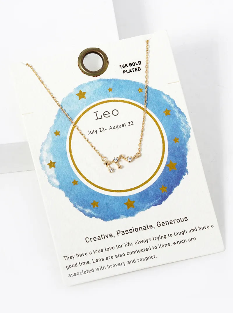 Cubic Zirconia Pave Astrology Zodiac Necklace