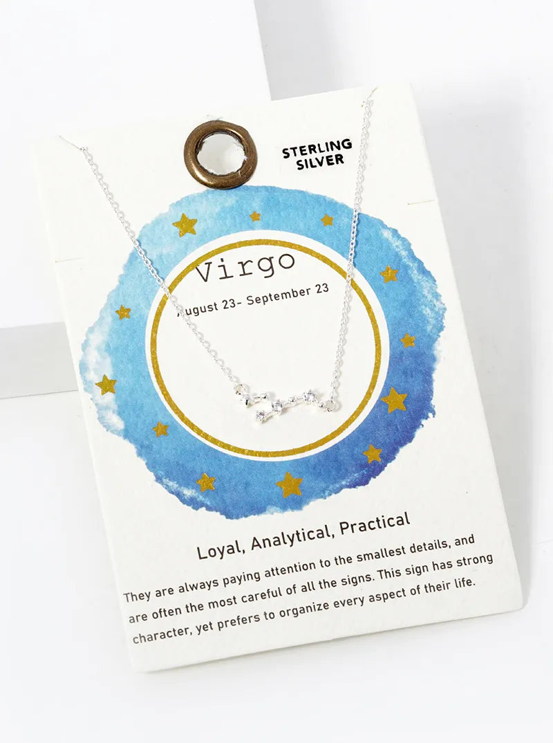 Cubic Zirconia Pave Astrology Zodiac Necklace