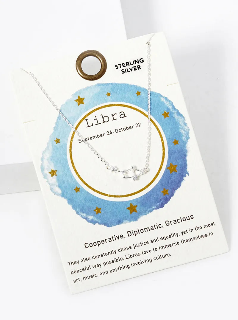 Cubic Zirconia Pave Astrology Zodiac Necklace