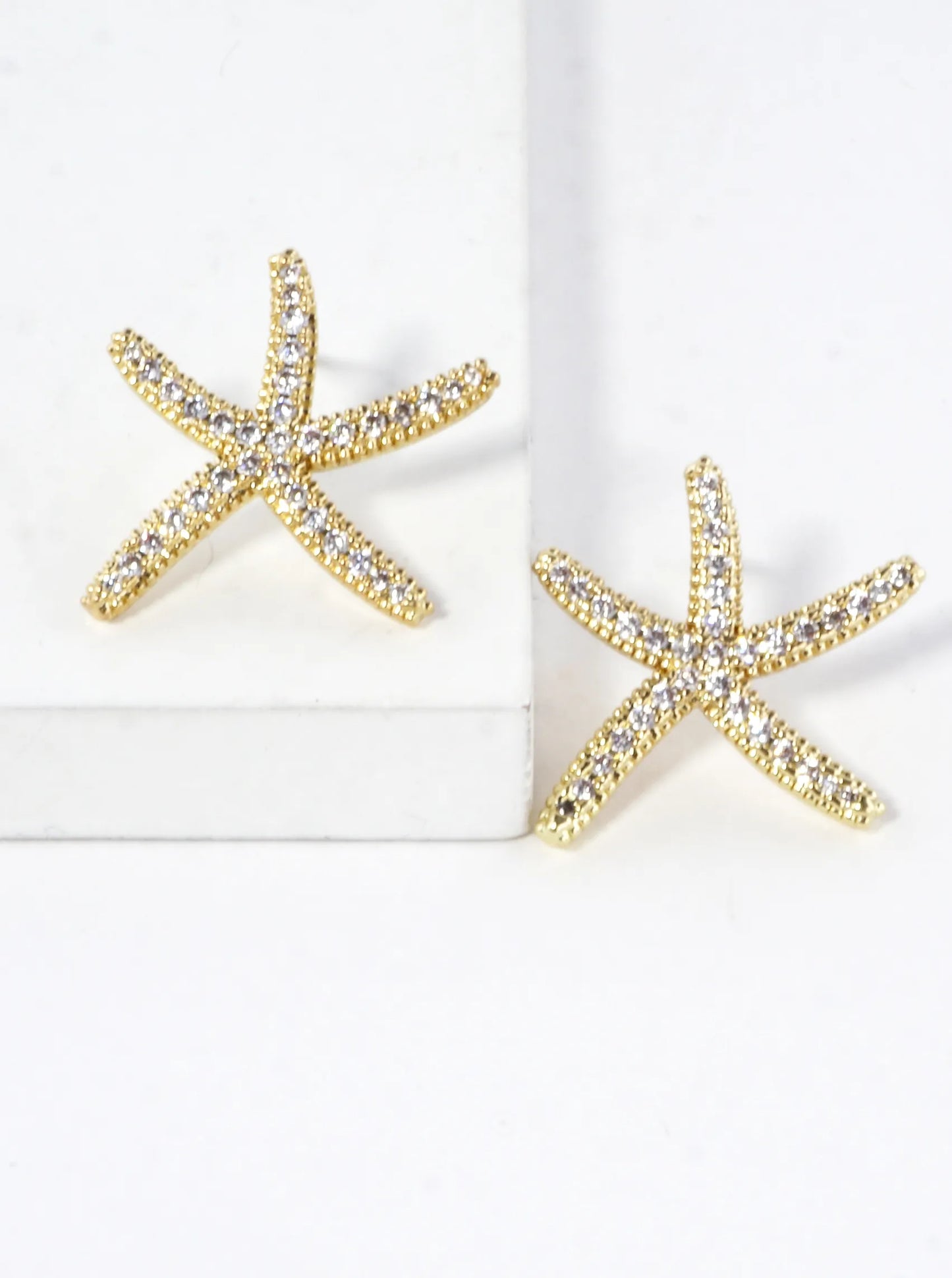 Cubic Zirconia Pave Brass Starfish Earrings