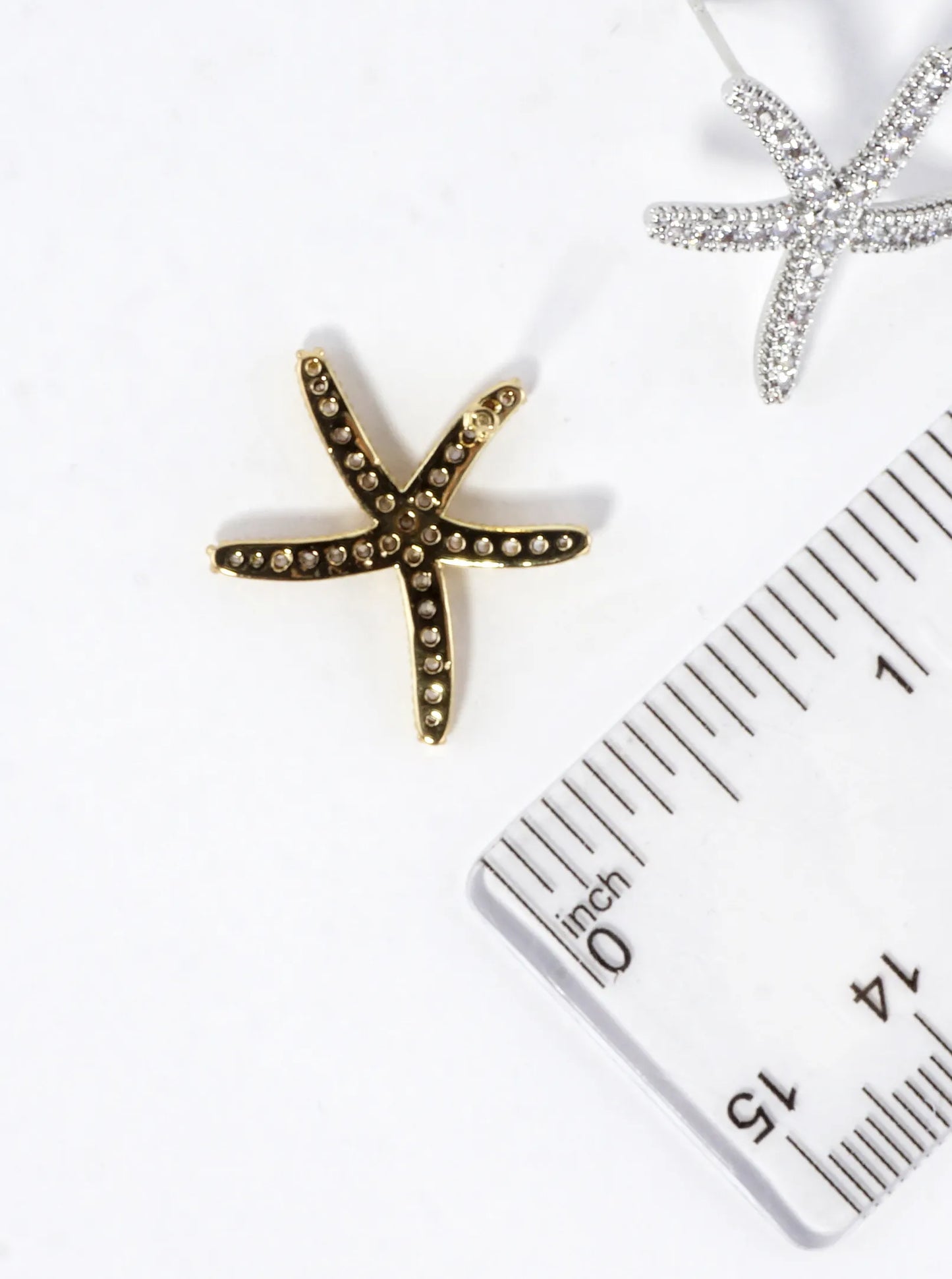 Cubic Zirconia Pave Brass Starfish Earrings