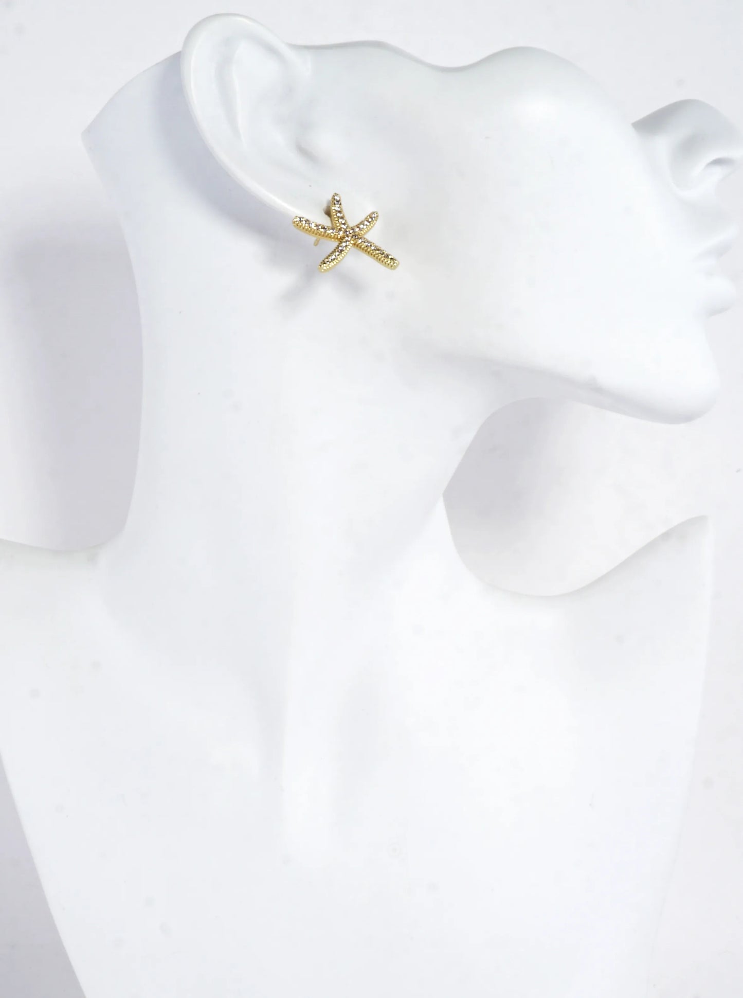 Cubic Zirconia Pave Brass Starfish Earrings