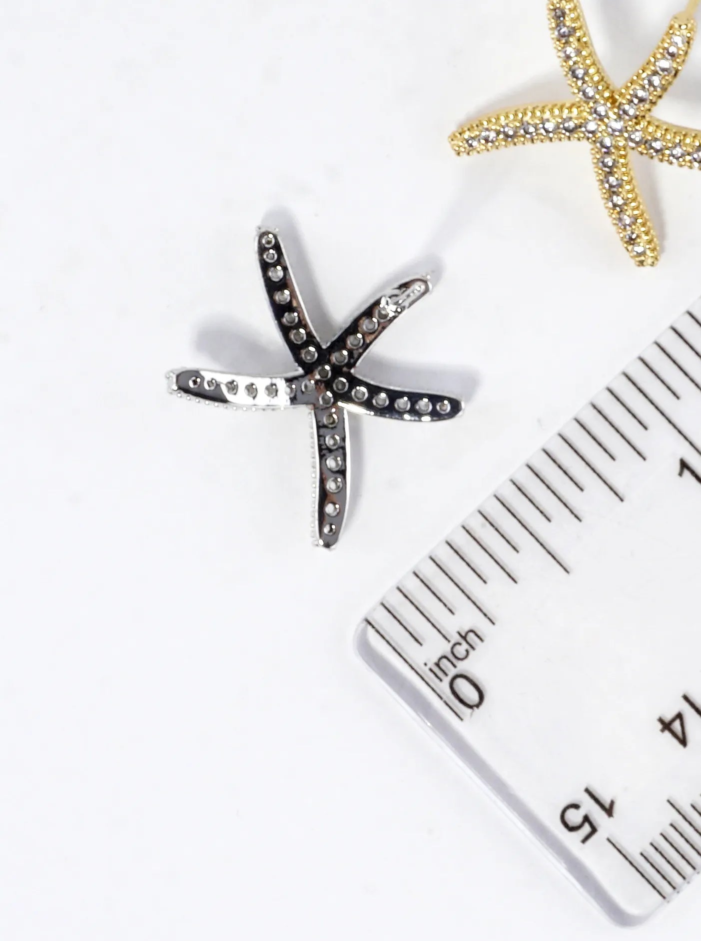 Cubic Zirconia Pave Brass Starfish Earrings