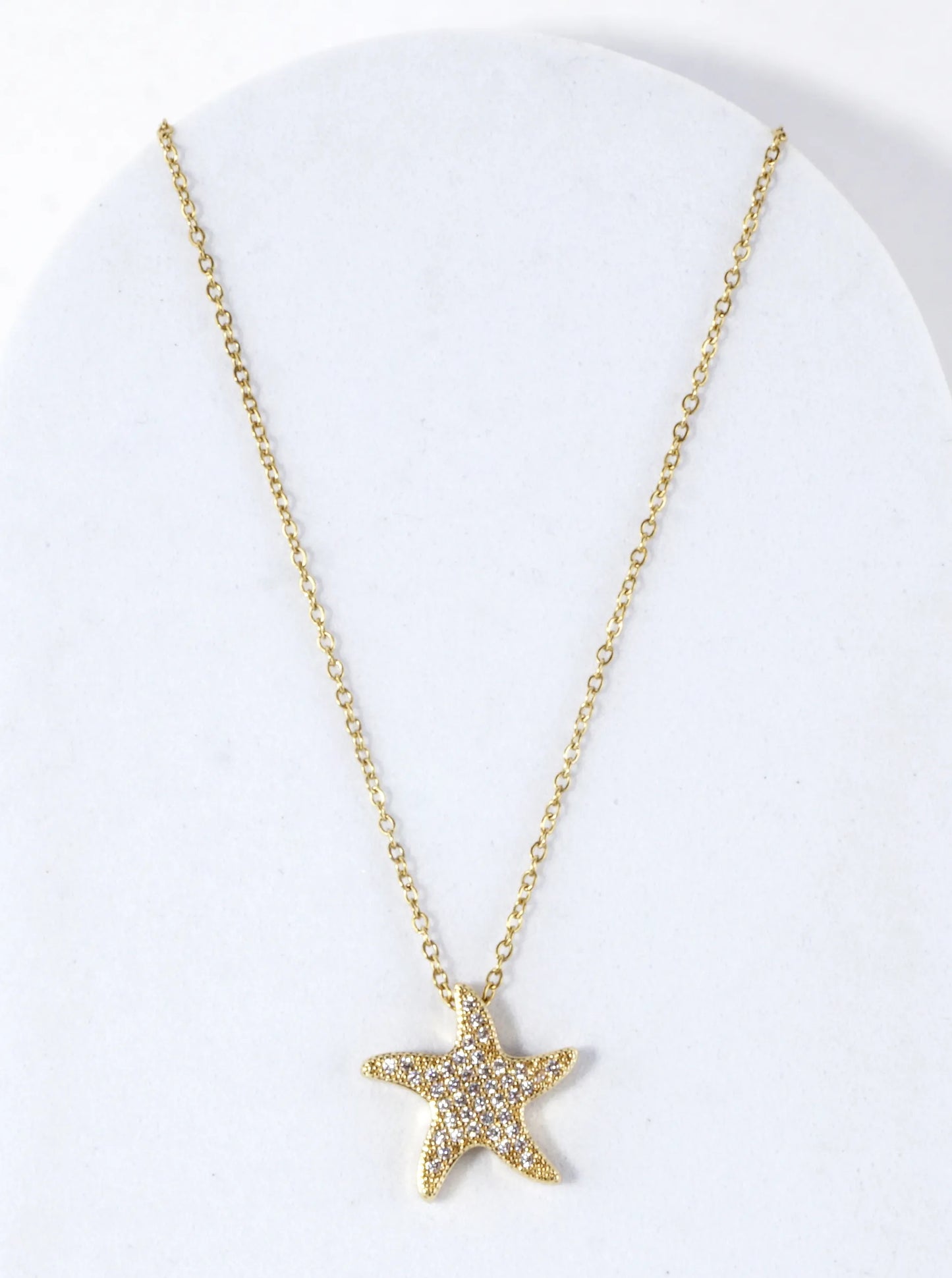 Cubic Zirconia Pave Brass Starfish Necklace