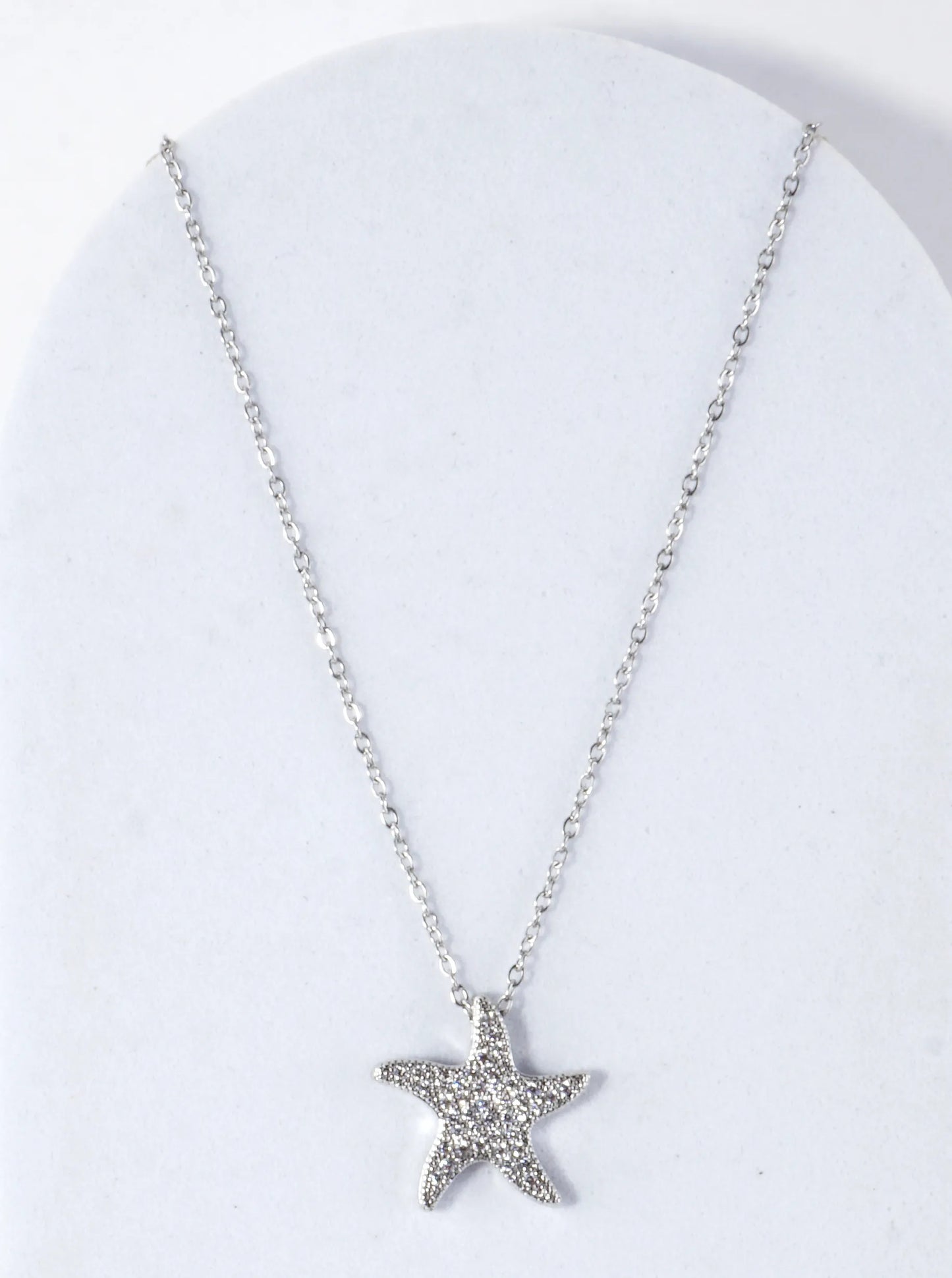 Cubic Zirconia Pave Brass Starfish Necklace