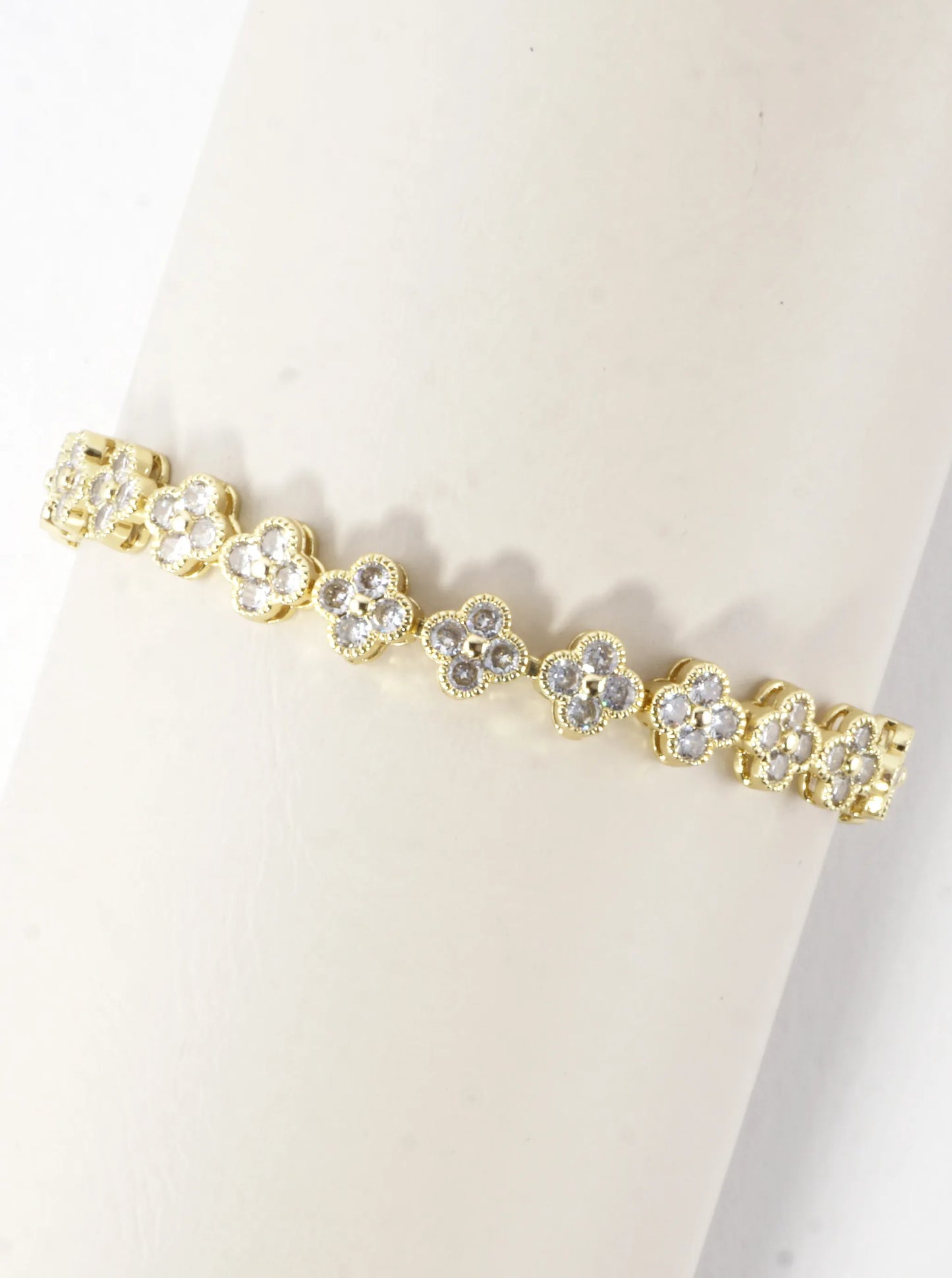 Cubic Zirconia Pave Brass Tennis Bracelet