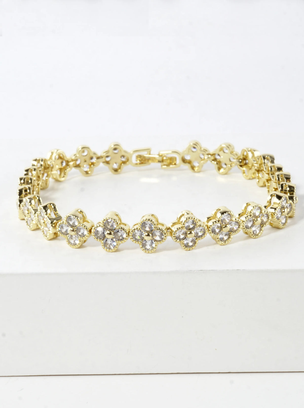 Cubic Zirconia Pave Brass Tennis Bracelet