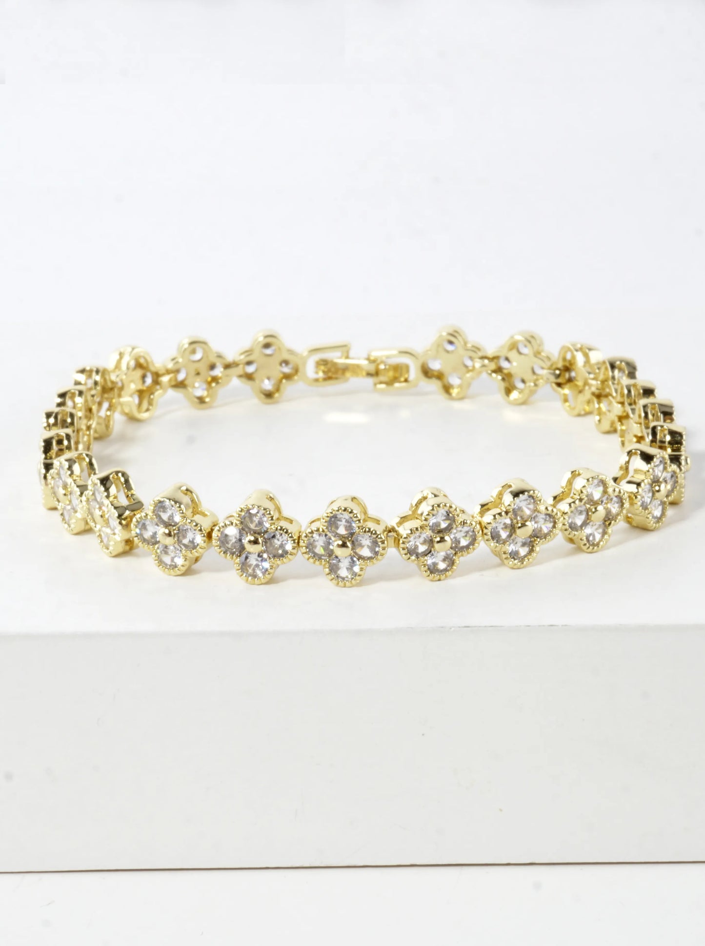 Cubic Zirconia Pave Brass Tennis Bracelet