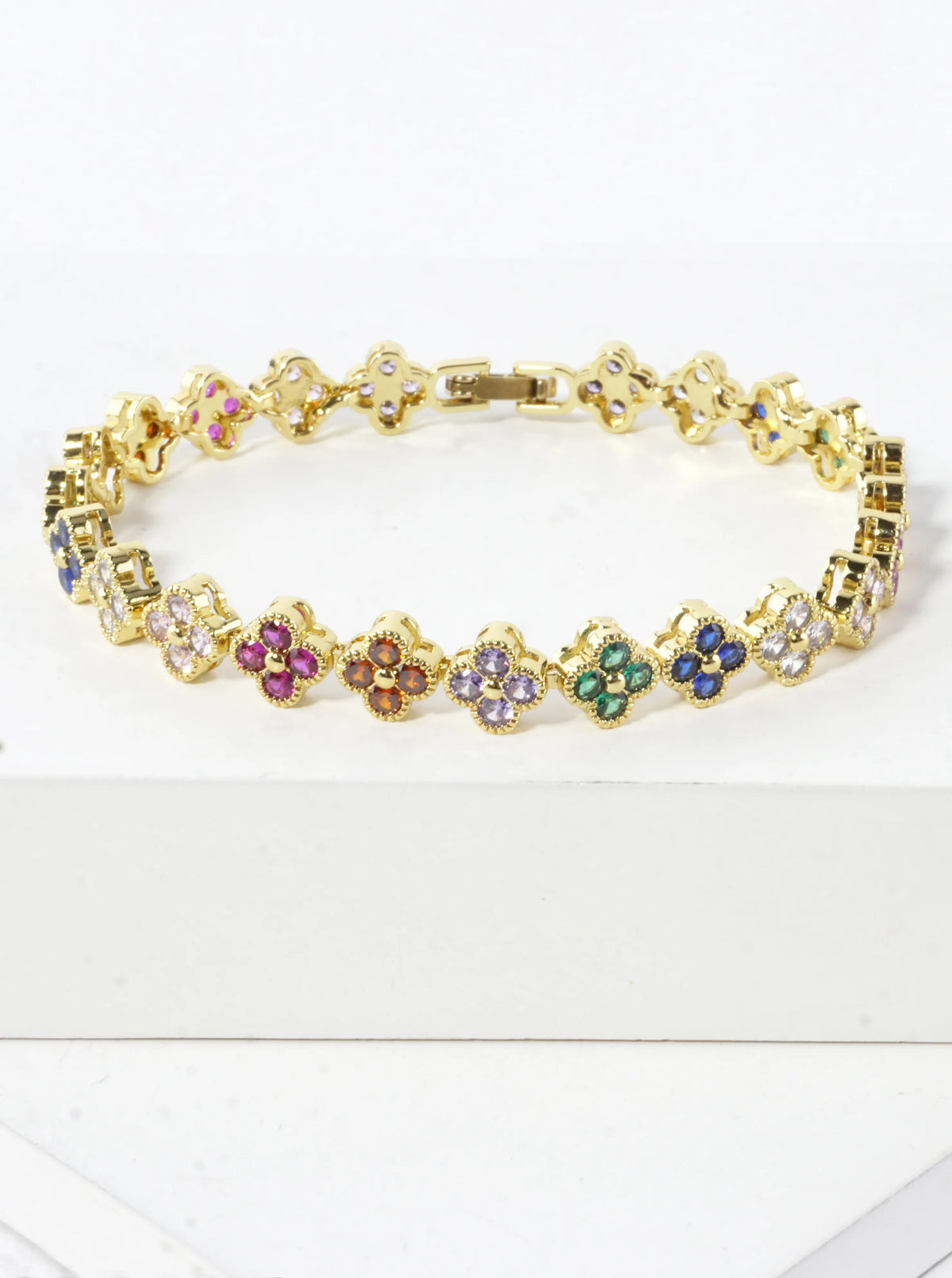 Cubic Zirconia Pave Brass Tennis Bracelet