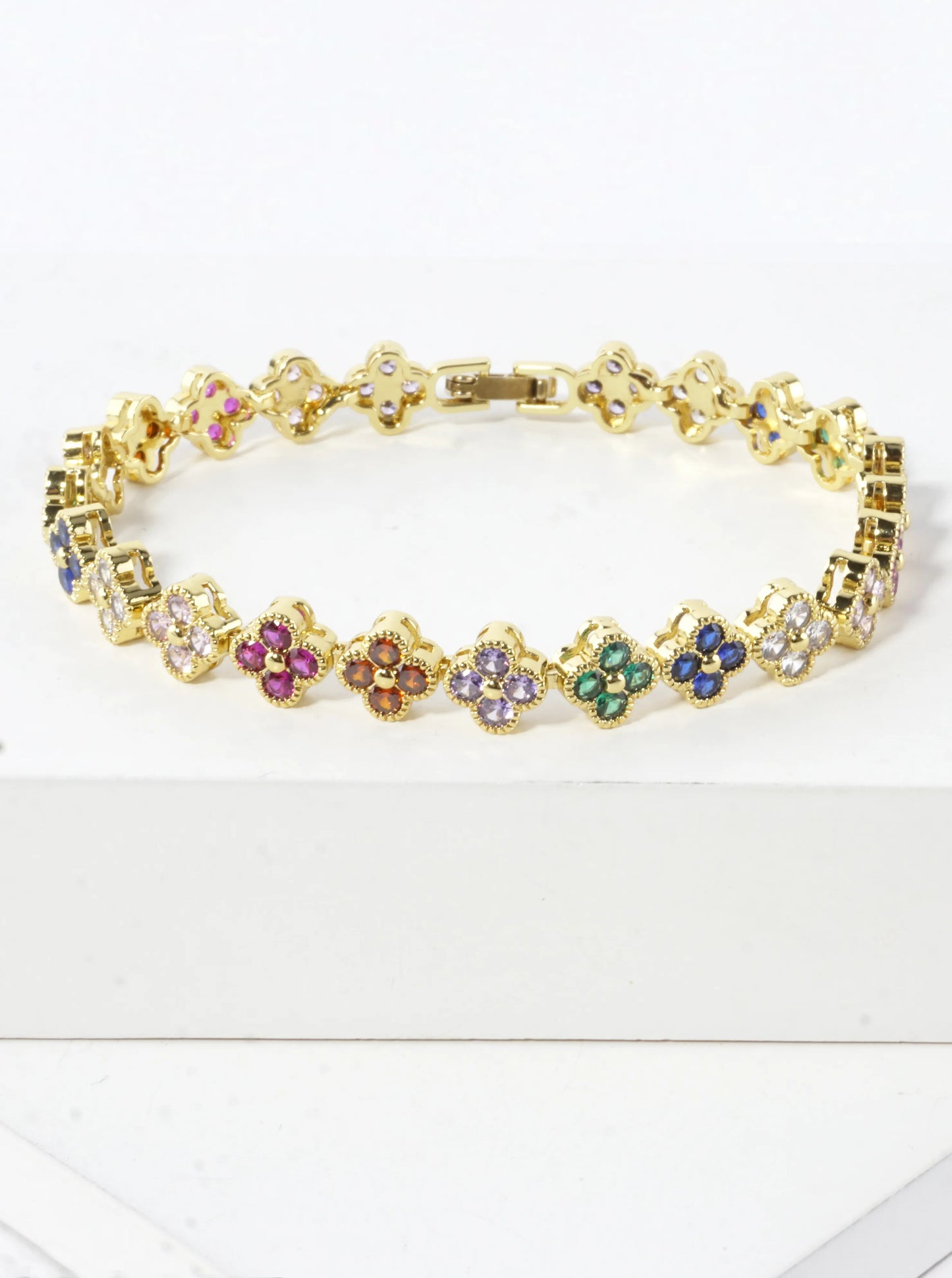 Cubic Zirconia Pave Brass Tennis Bracelet