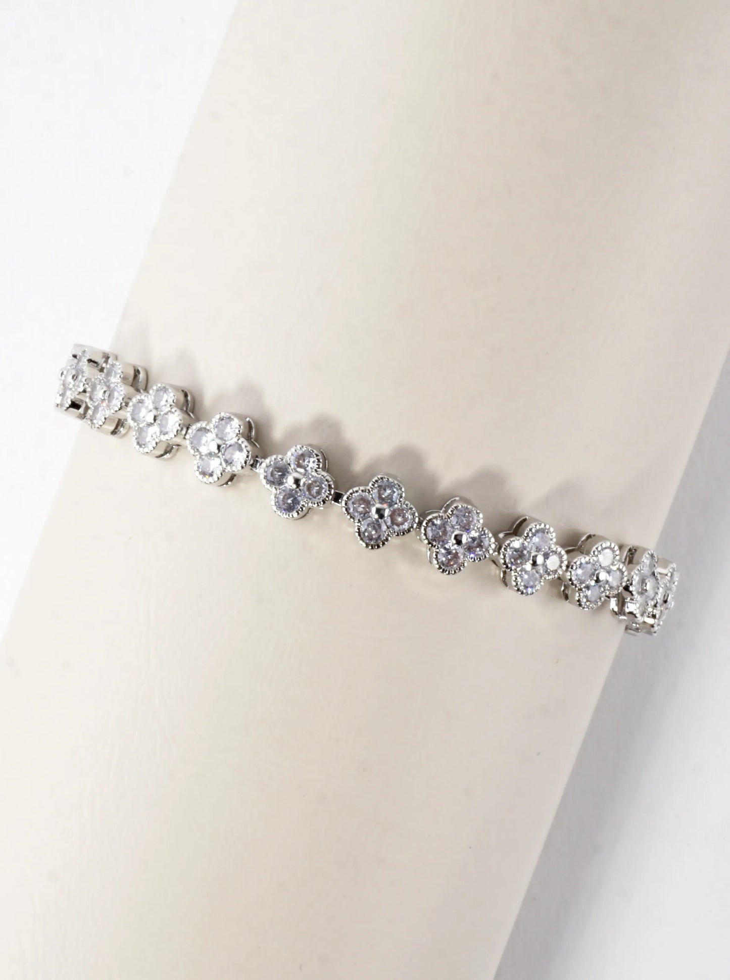Cubic Zirconia Pave Brass Tennis Bracelet