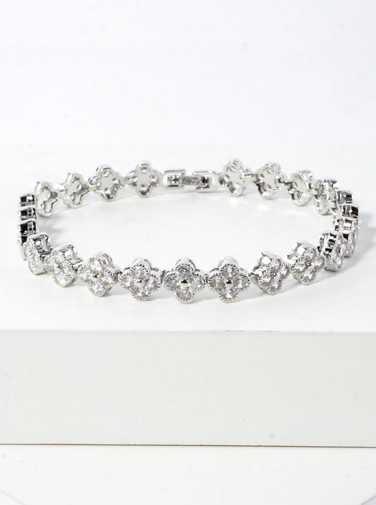 Cubic Zirconia Pave Brass Tennis Bracelet