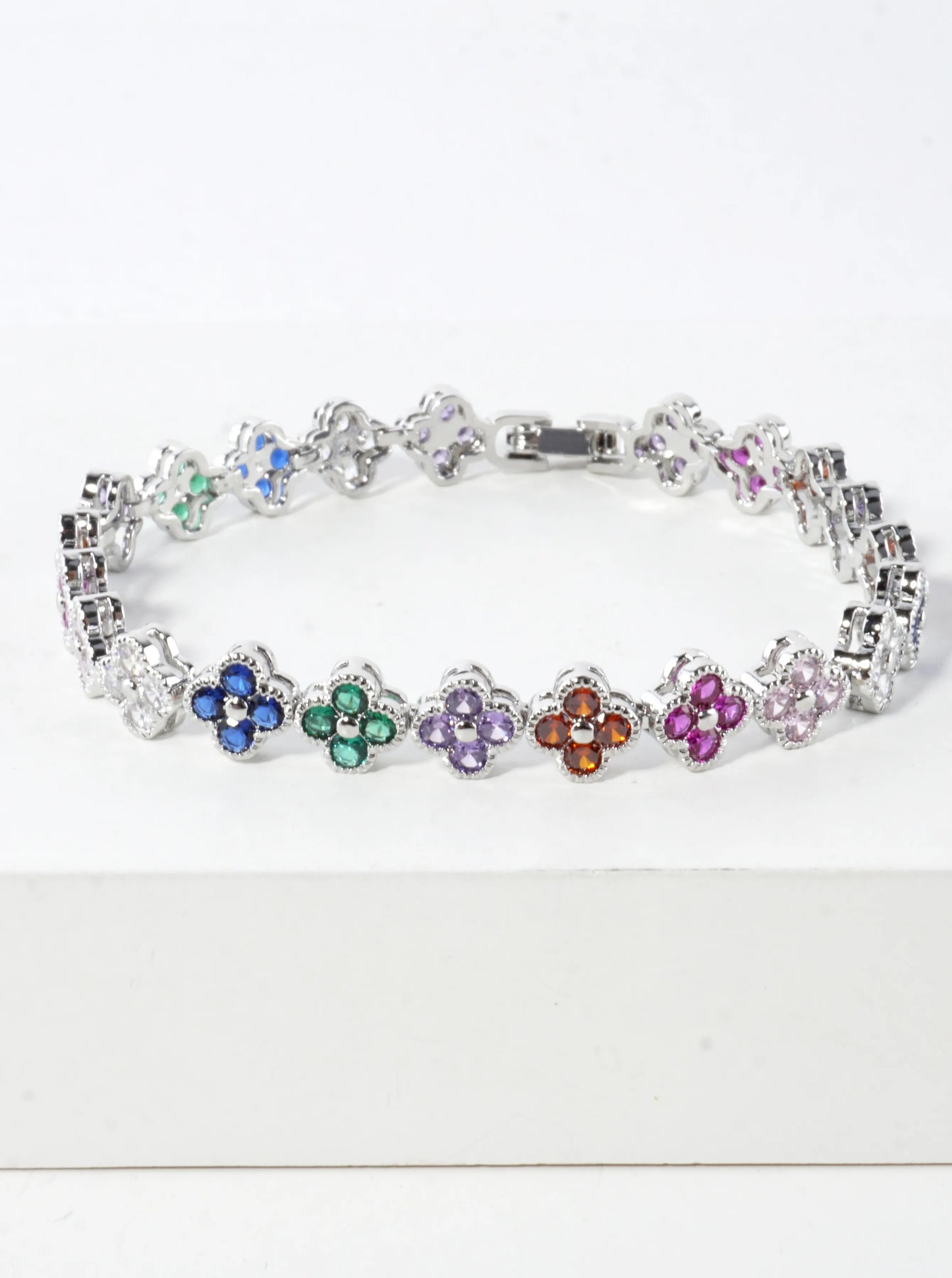 Cubic Zirconia Pave Brass Tennis Bracelet